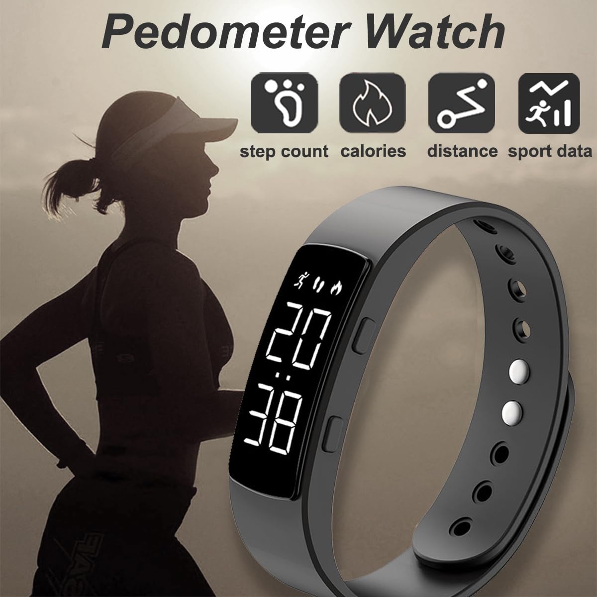 Findtime Non Bluetooth Fitness Tracker Pedometer Watch Step Counter Activity Tracker Sleep Tracker Alarm Clock Stopwatch Digital Waterproof Fitness Watch