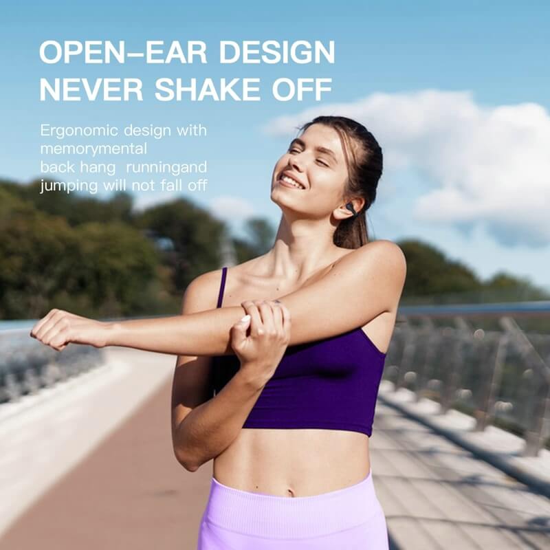 Wireless Headset Clip On Open Ear Earbuds Bone Conduction Head Set
