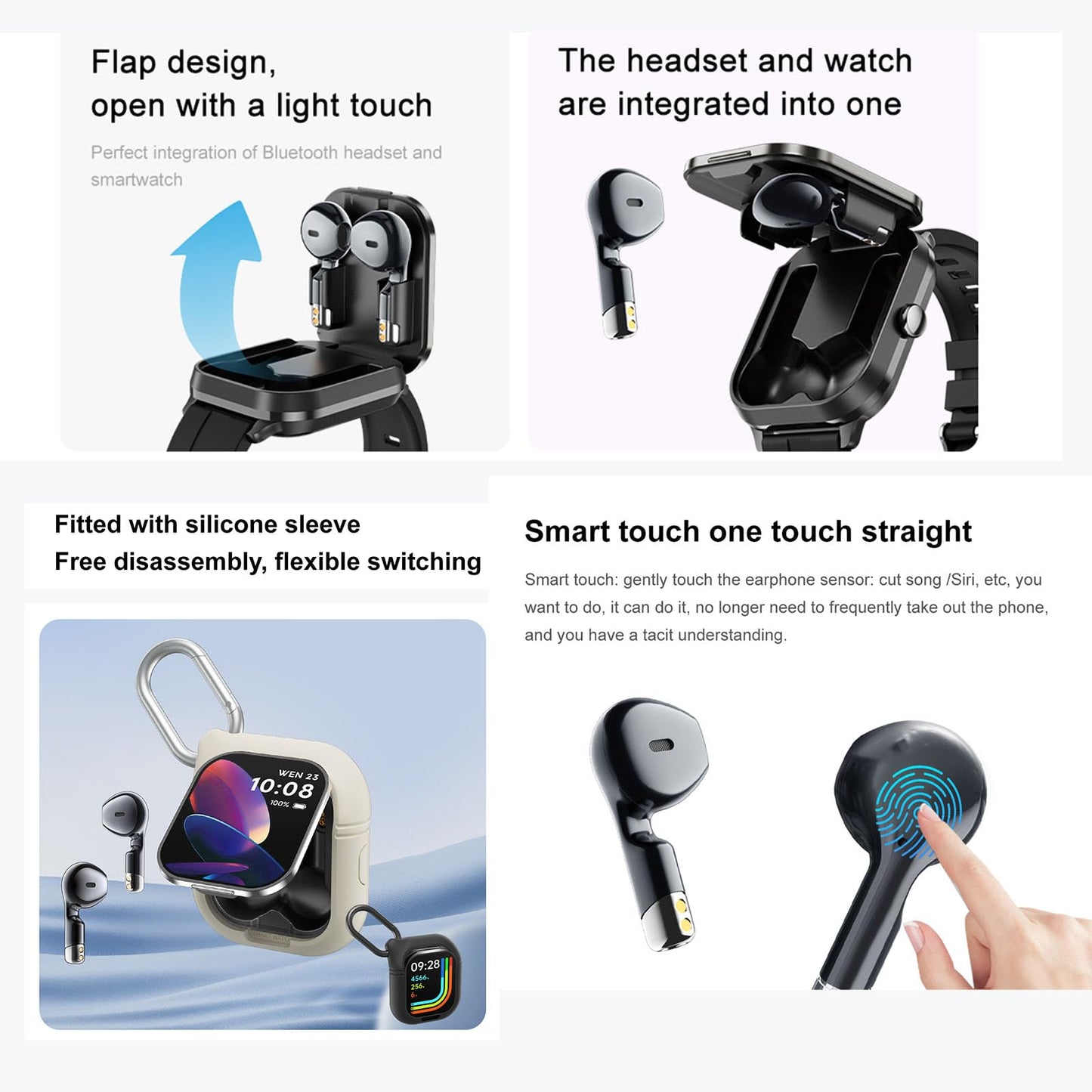 Smart Watches for Women Men Fitness Watch 2in1 Smartwatch NFC Fitness Tracker Bluetooth Dial-up Call Health Monitor Watch