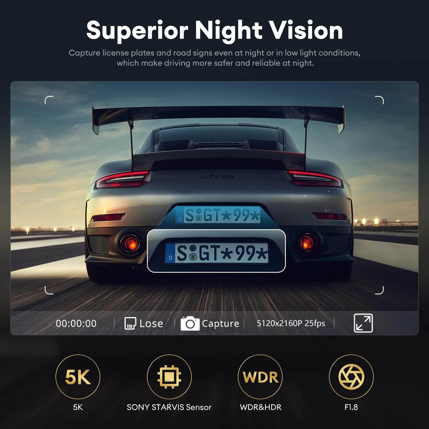 LINGDU LD06 1CH Dash Cam 5K Voice Control 24H Parking Mode No Battery