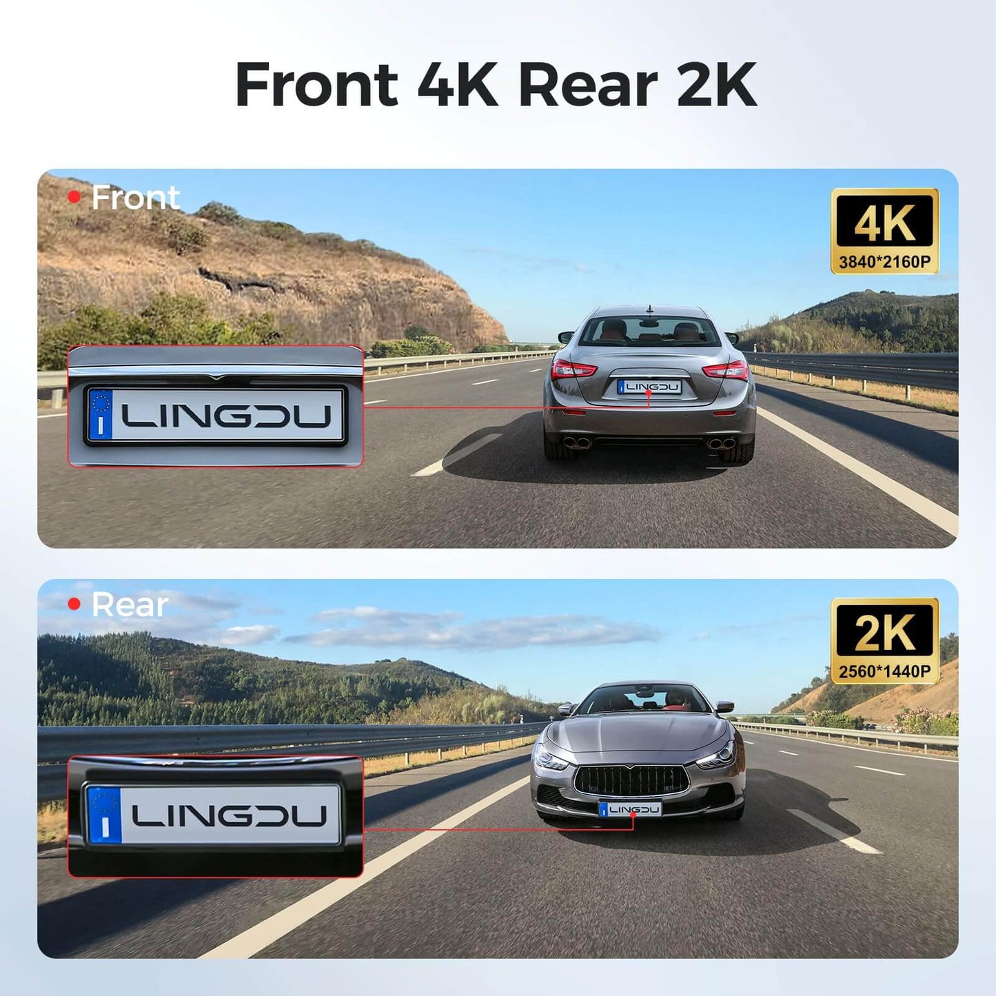 LINGDU LD02 2CH Dash Cam 4K with 3" Screen IR Night Vision 24H Parking Mode