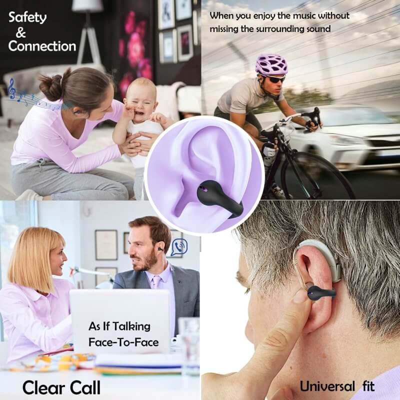 Wireless Headset Clip On Open Ear Earbuds Bone Conduction Head Set
