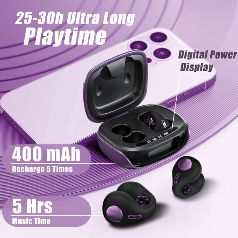 Wireless Headset Clip On Open Ear Earbuds Bone Conduction Head Set
