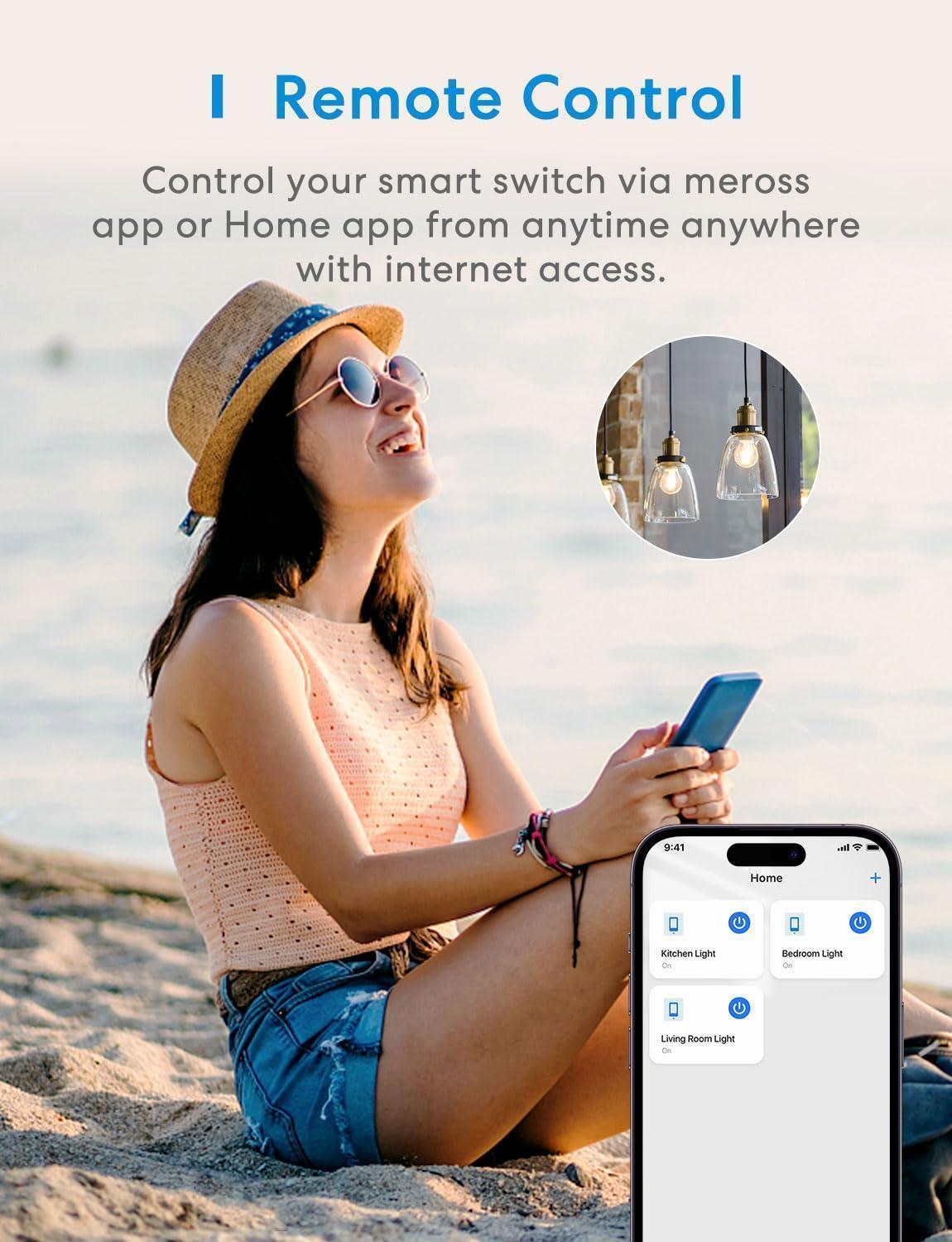 مفتاح إضاءة ذكي ثنائي الاتجاه من Meross، MSS550HK-Touch (إصدار الاتحاد الأوروبي/المملكة المتحدة)