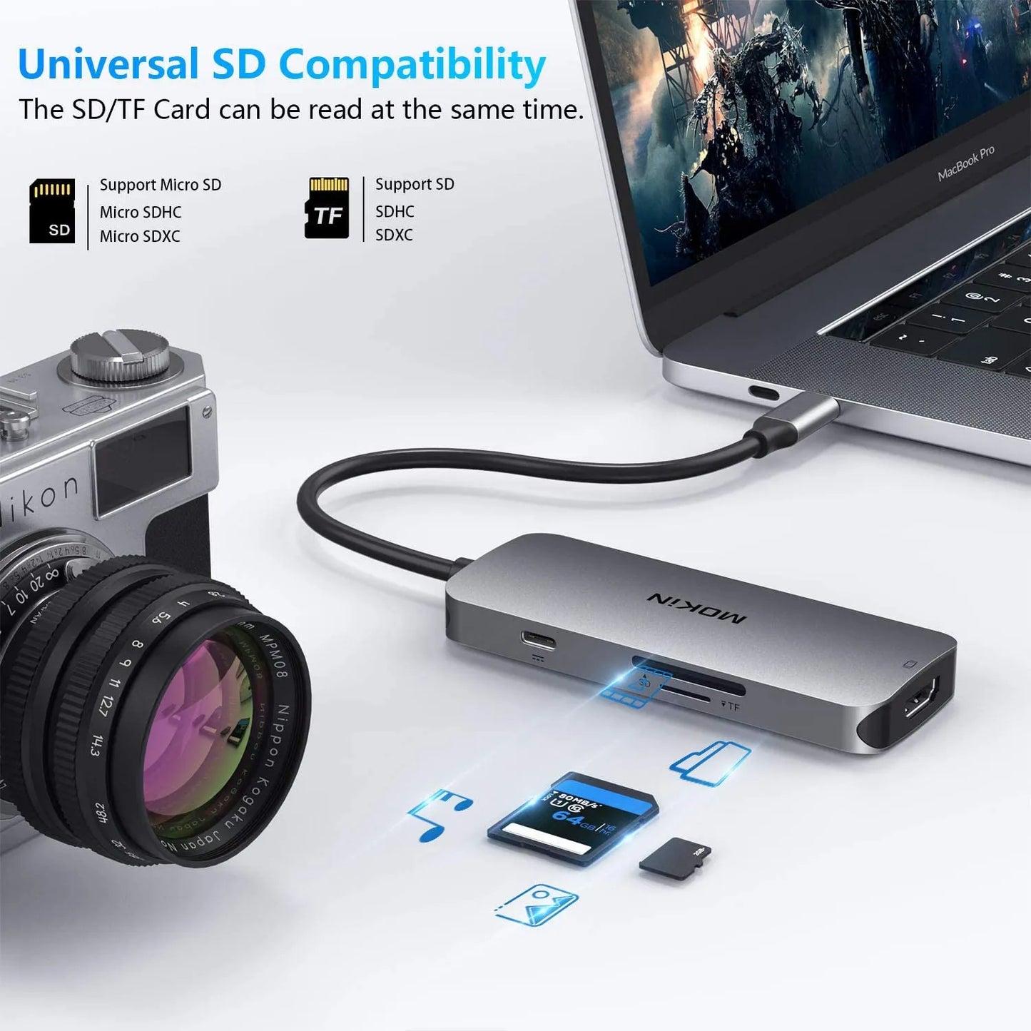 MOKiN 7‑in‑1 Multiport USB‑C Hub Mac Dongle