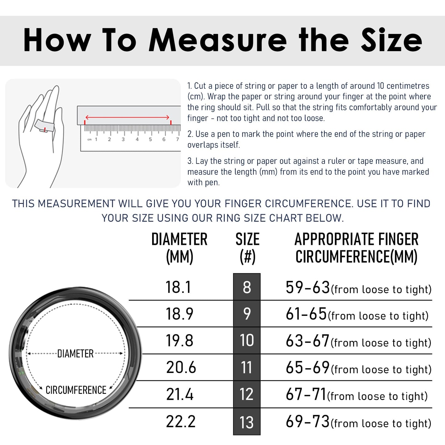 W8 Smart Ring Heart Rate Monitor Blood Pressure Ring Sleep Tracker Blood Oxygen Fitness Tracker Pedometer Step Counter Calories Fitness Ring Waterproof Health Smart Rings for Men Women Carbon Fiber Ring