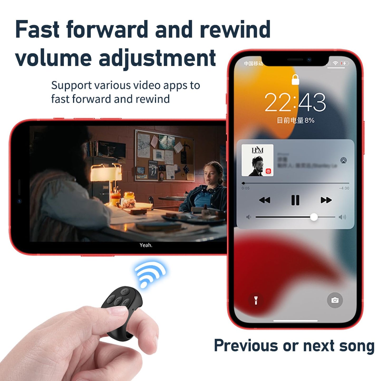 JX05S Tik Tok Scrolling Ring Fingertip Wireless Bluetooth Remote Control Tiktok Scroller Ring Bluetooth Page Turner Phone Remote Control Ring
