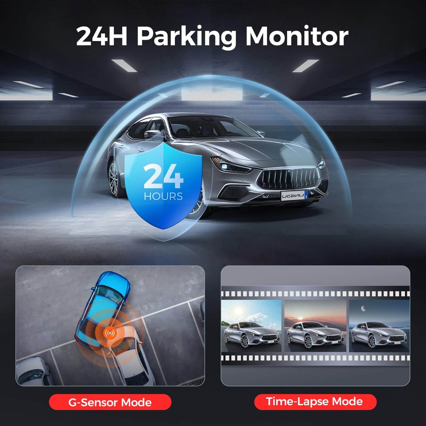 LINGDU LD02 2CH Dash Cam 4K with 3" Screen IR Night Vision 24H Parking Mode