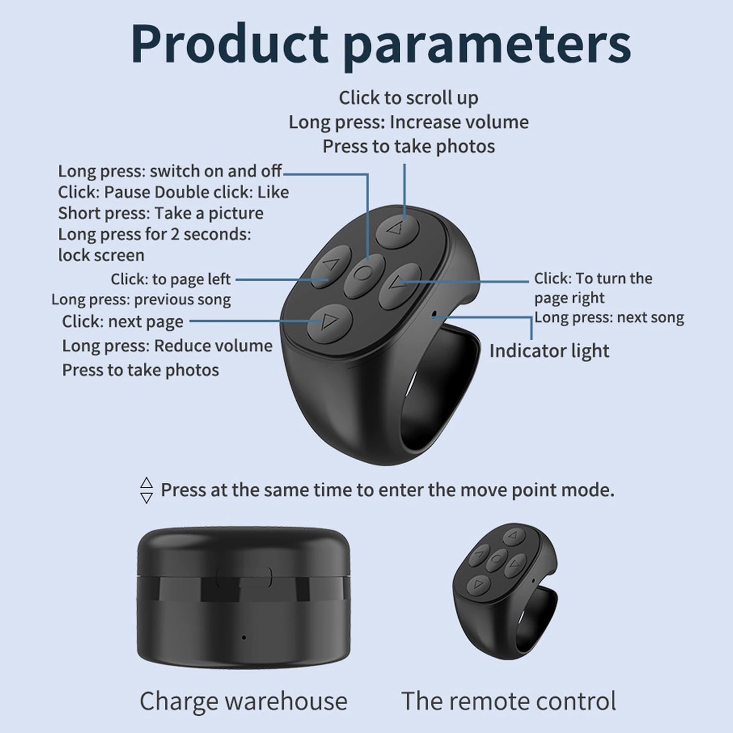 JX05S Tik Tok Scrolling Ring Fingertip Wireless Bluetooth Remote Control Tiktok Scroller Ring Bluetooth Page Turner Phone Remote Control Ring