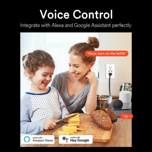 Cargador USB rápido de pared con toma de corriente Wi-Fi inteligente Lumary, compatible con Alexa y el Asistente de Google.