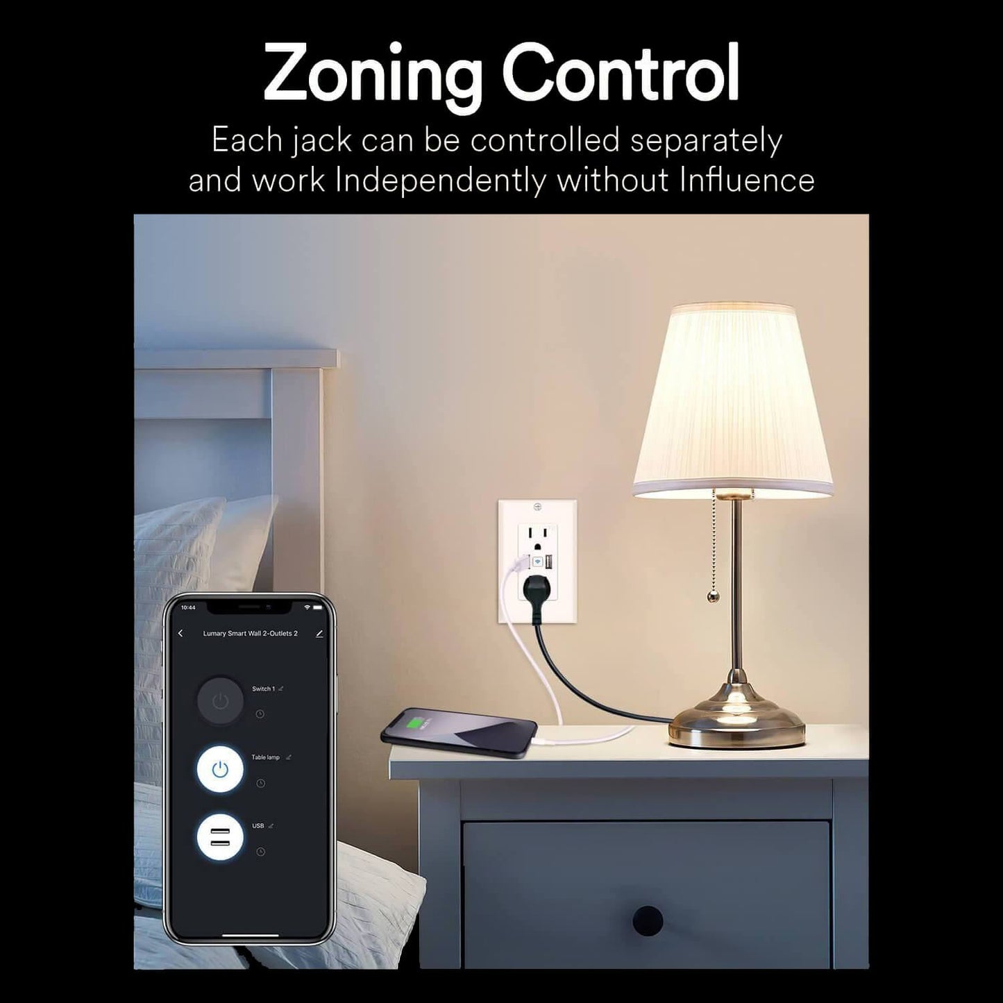 Lumary Smart Outlet Wall USB Charger Wi-Fi Power Socket