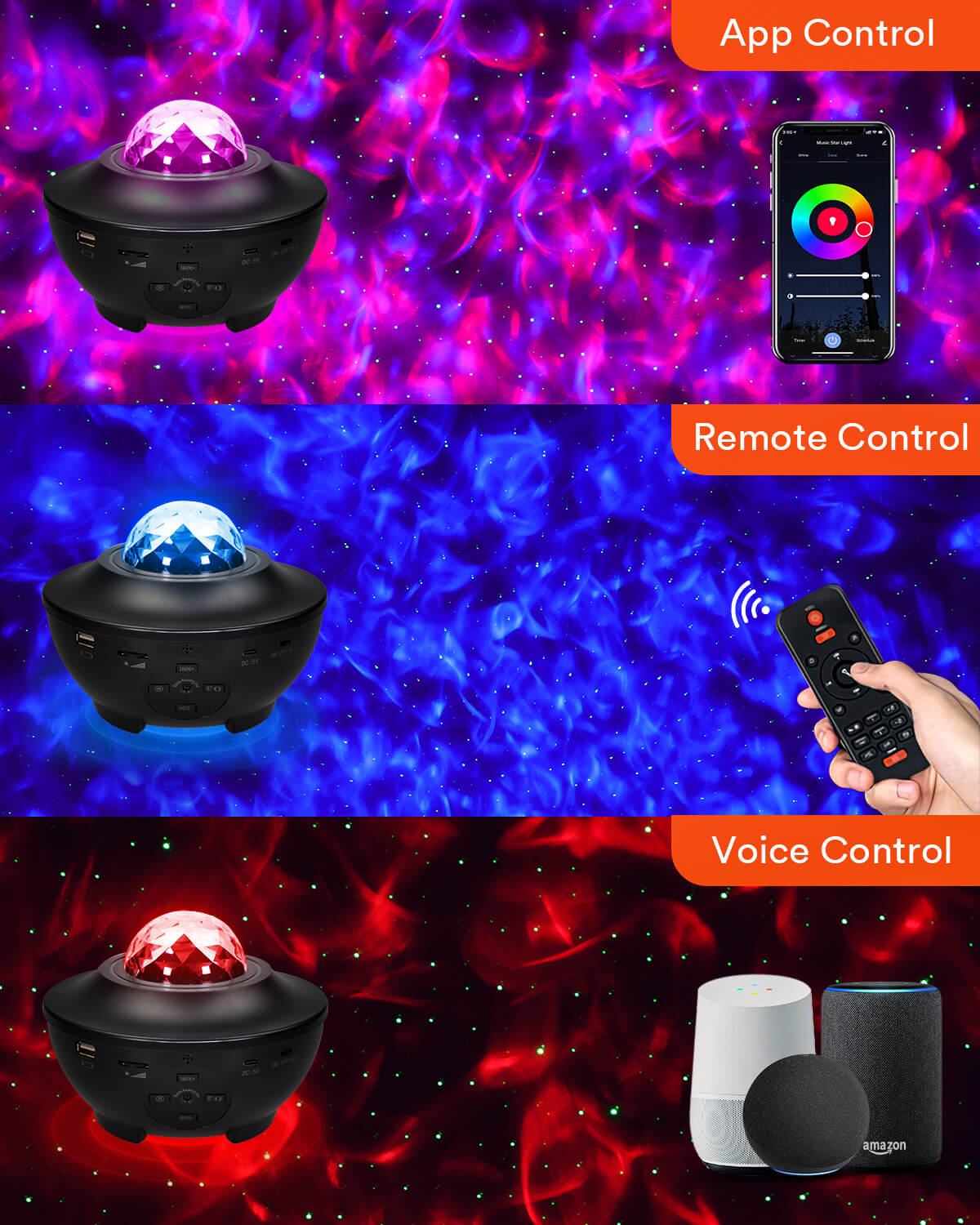 Lumary Smart Star Projector Night Light with Bluetooth Speaker