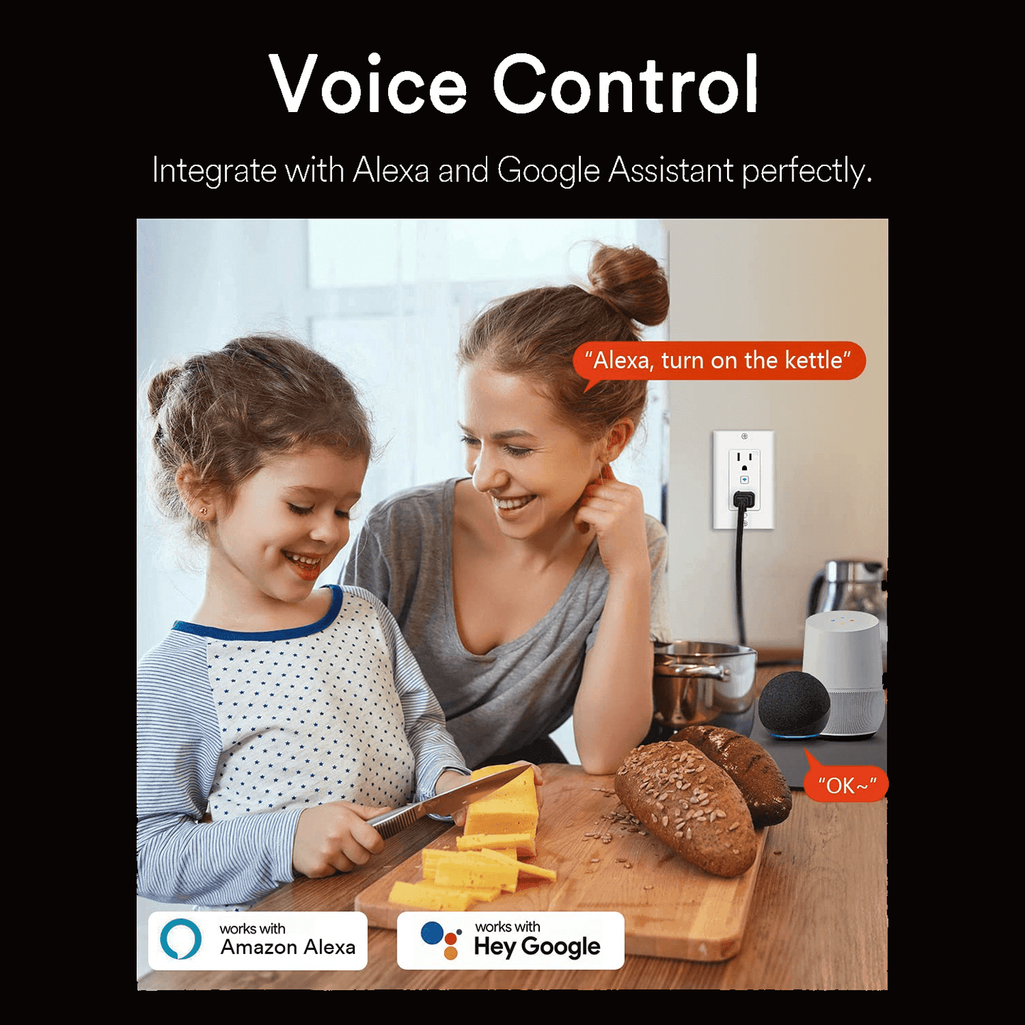 Lumary Smart Wall Wi-Fi Outlet Works with Alexa & Google Assistant 2PCS
