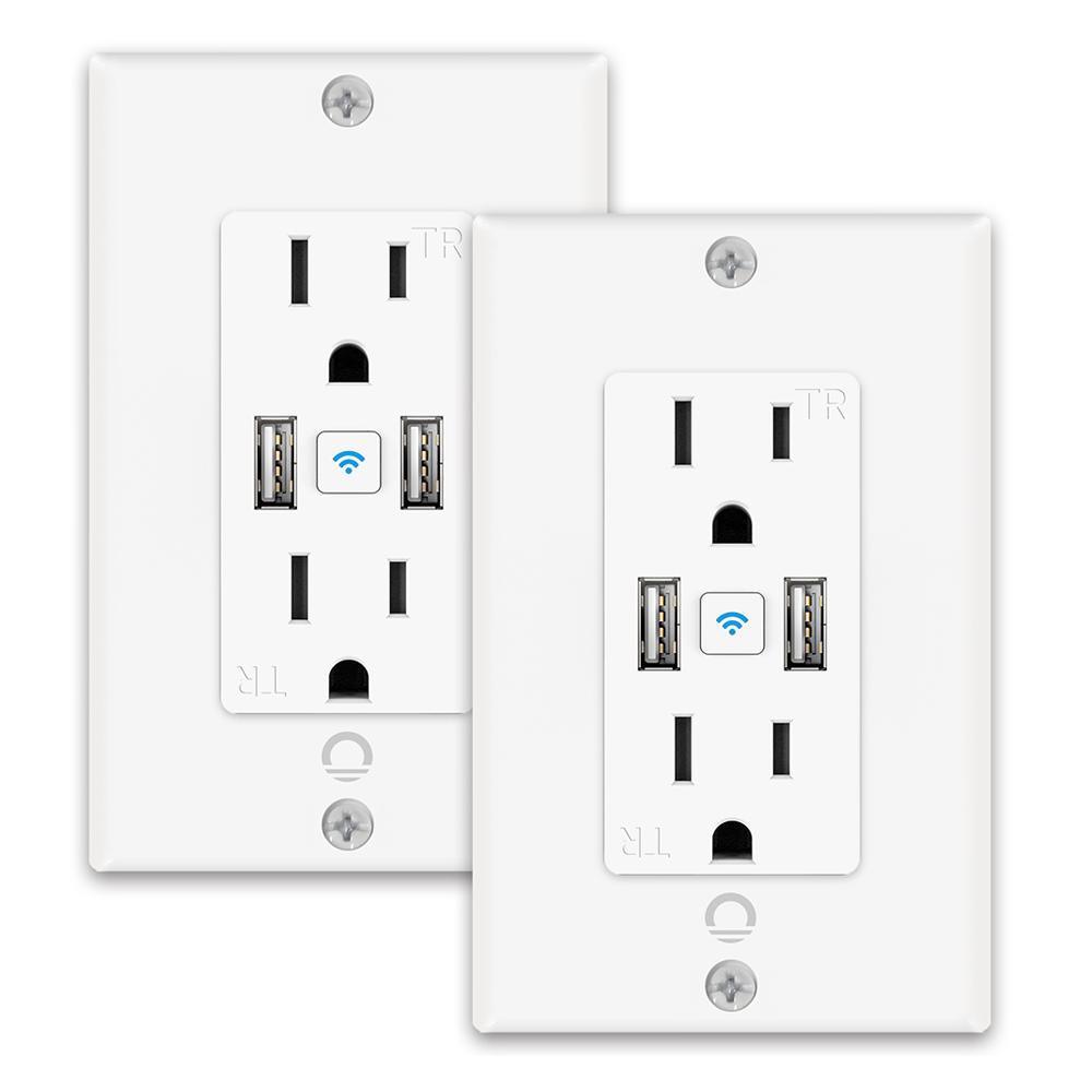 Lumary Smart Wi-Fi Outlet USB Fast Charger Smart Wall Socket 2PCS
