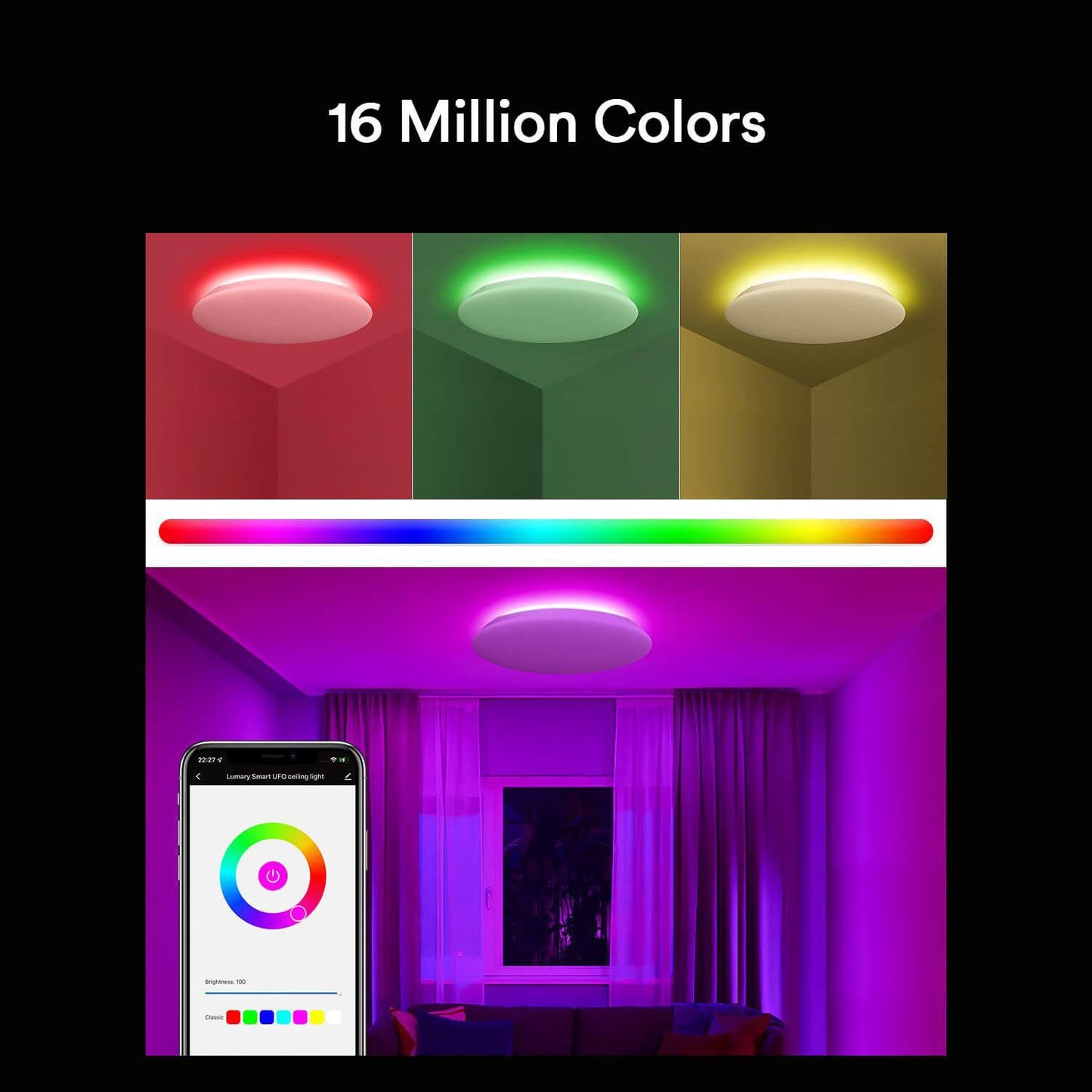 Lumary UFO Smart Ceiling Light with RGBAI Ambiance Backlight