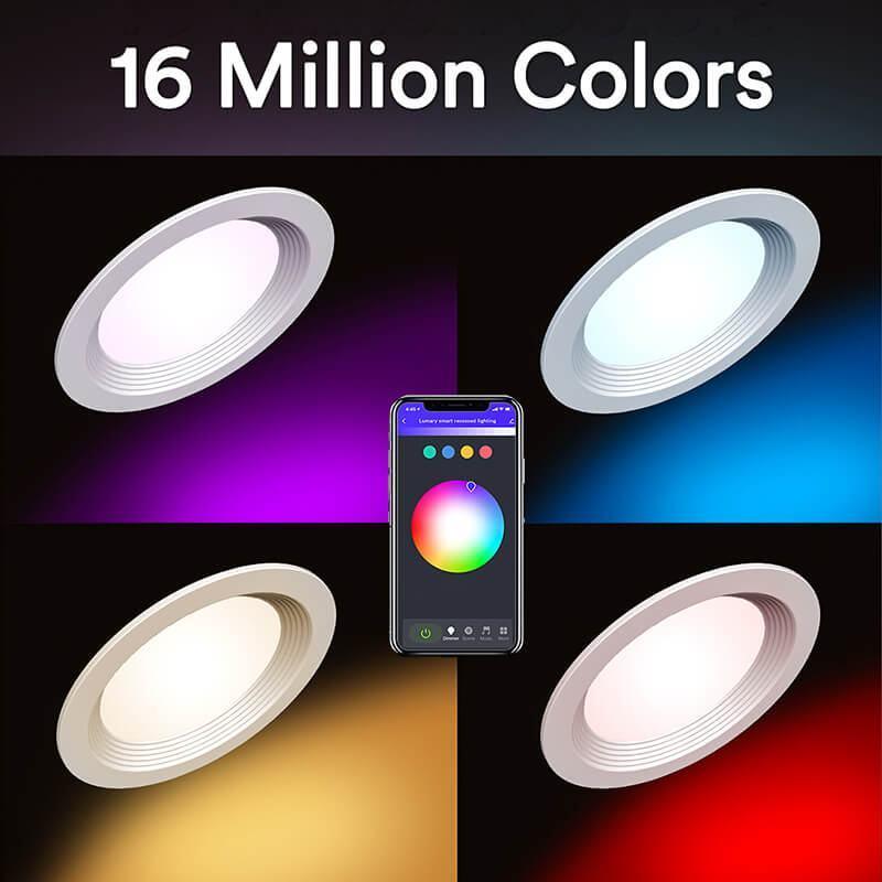 Lumary Wi-Fi Smart Recessed Can Light RGB LED Retrofit Downlight 4 inch