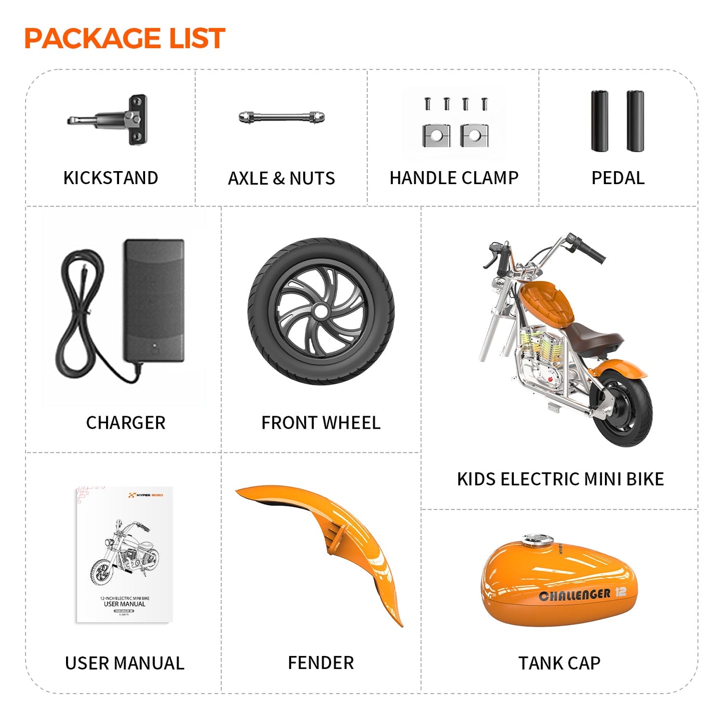 Mini Electric Dirt Bike Motorcycle for Kids with App, Speaker, Smoke, Lights - Challenger 12 Pro