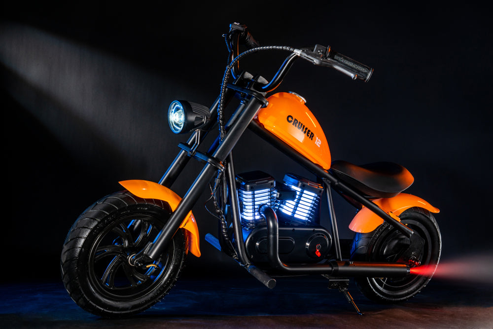 Mini Motorcycle Electric Bike with Bluetooth Speaker and LED Lights for Kids - Cruiser 12 Plus