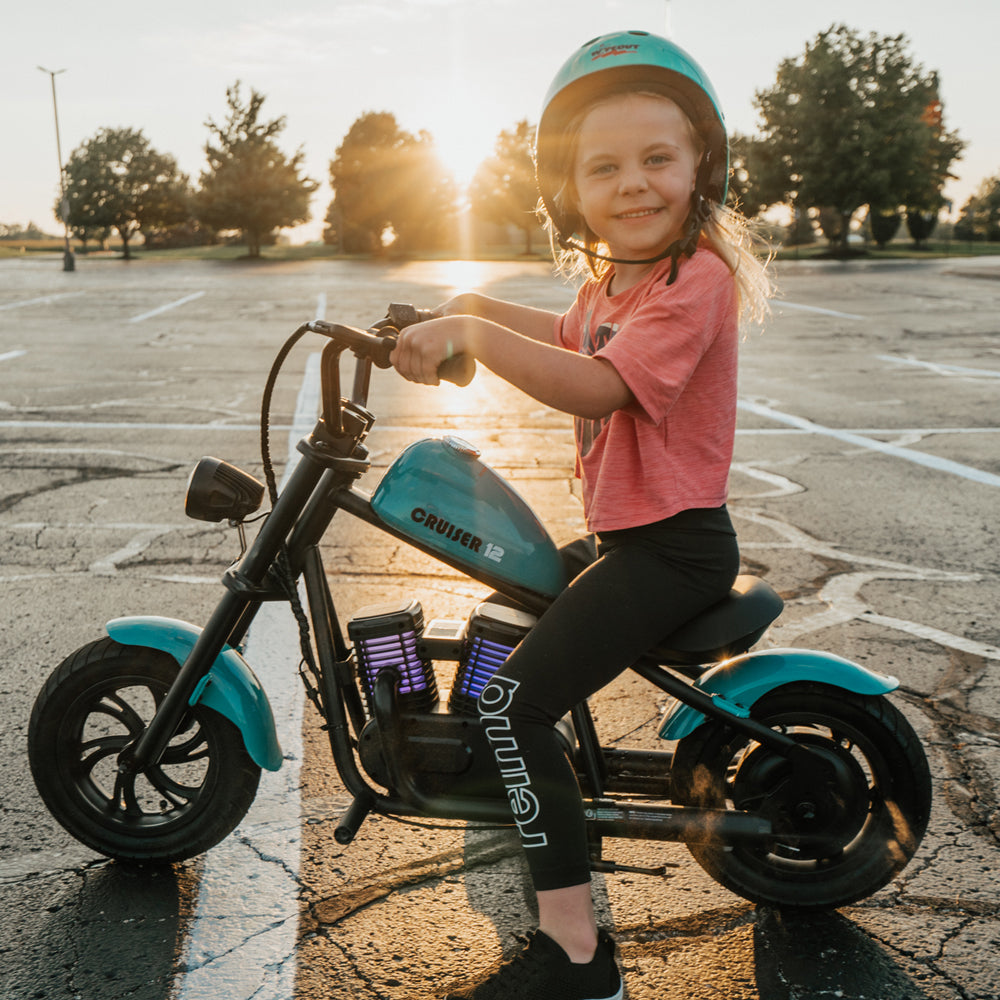 Mini Motorcycle Electric Bike with Bluetooth Speaker and LED Lights for Kids - Cruiser 12 Plus