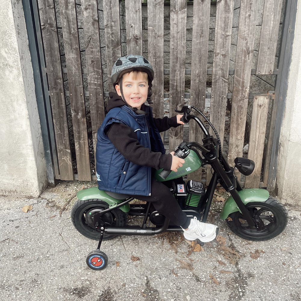 Mini Motorcycle Electric Bike with Bluetooth Speaker and LED Lights for Kids - Cruiser 12 Plus