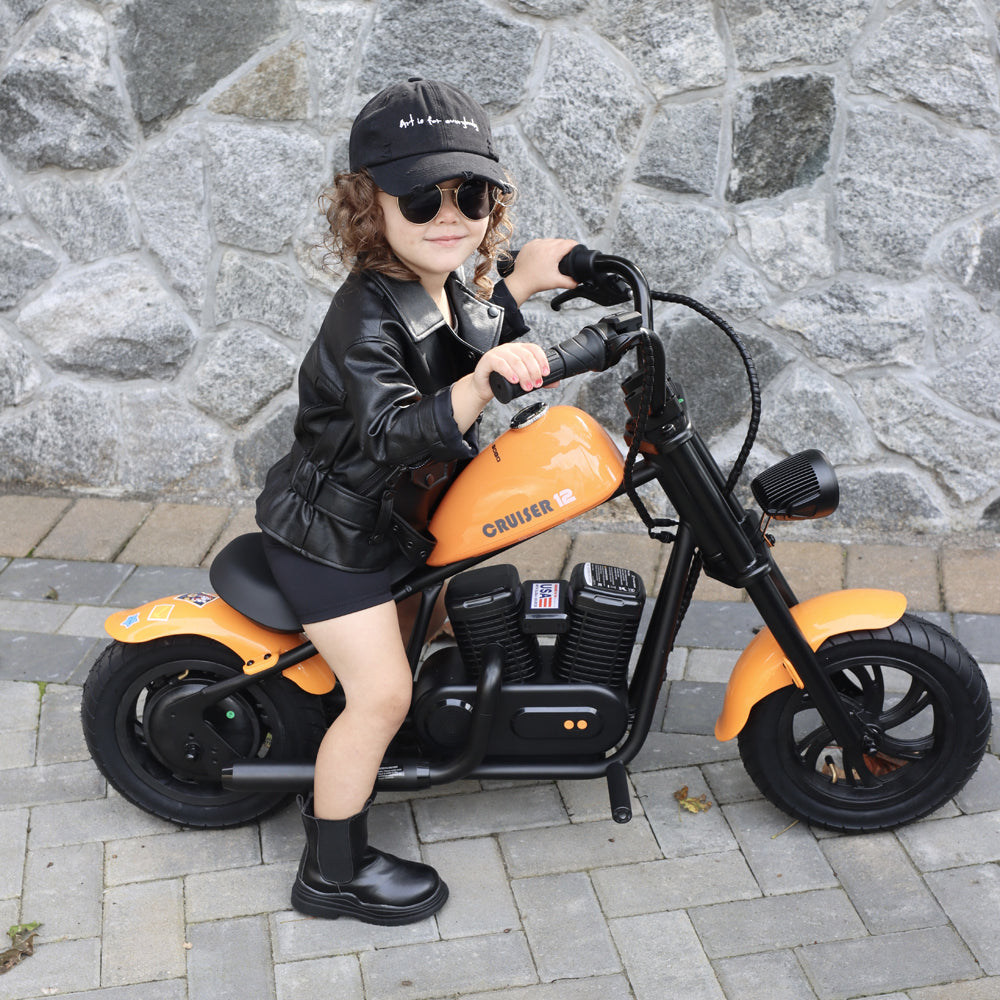 Mini Motorcycle Electric Bike with Bluetooth Speaker and LED Lights for Kids - Cruiser 12 Plus