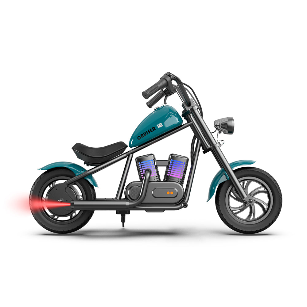Mini Motorcycle Electric Bike with Bluetooth Speaker and LED Lights for Kids - Cruiser 12 Plus