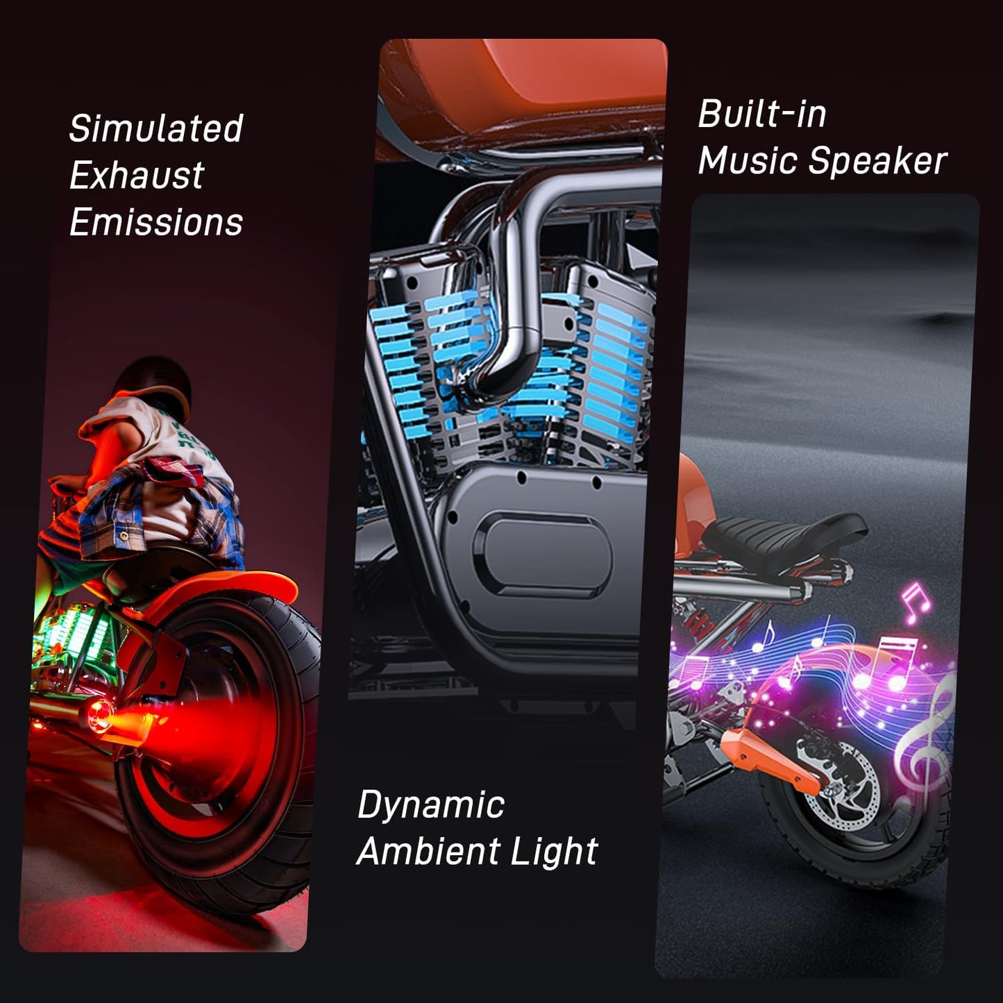 Motorbike 10Mph Electric Motorcycle for Teenagers with Bluetooth Speaker and APP - Discover 14 Plus