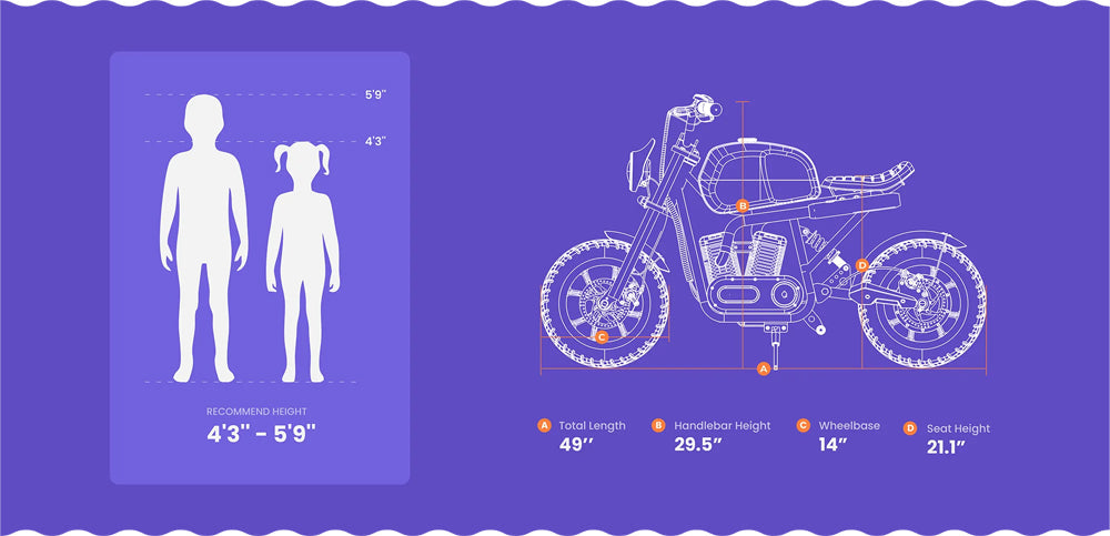 Motorbike 10Mph Electric Motorcycle for Teenagers with Bluetooth Speaker and APP - Discover 14 Plus