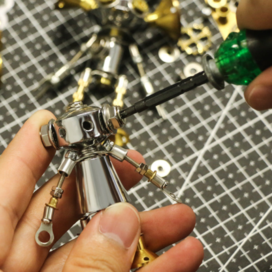 1 Piece Blind Box DIY Mini 3d Metal White Collar Mecha Model Office Series Building Kit
