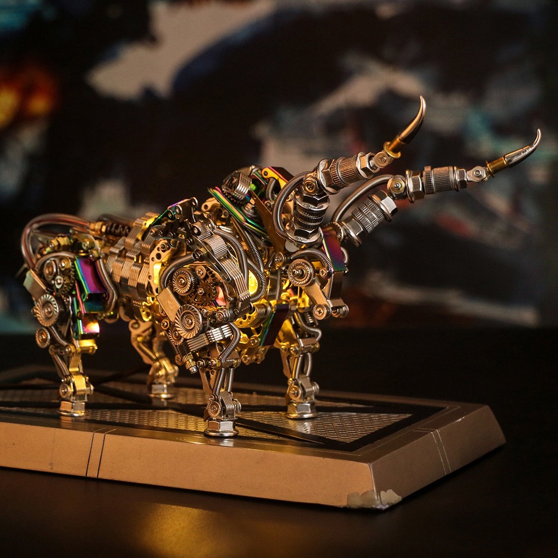 1087Pcs Metal 3D DIY Mechanical Bull Animal Model Assembly Kit for Adult