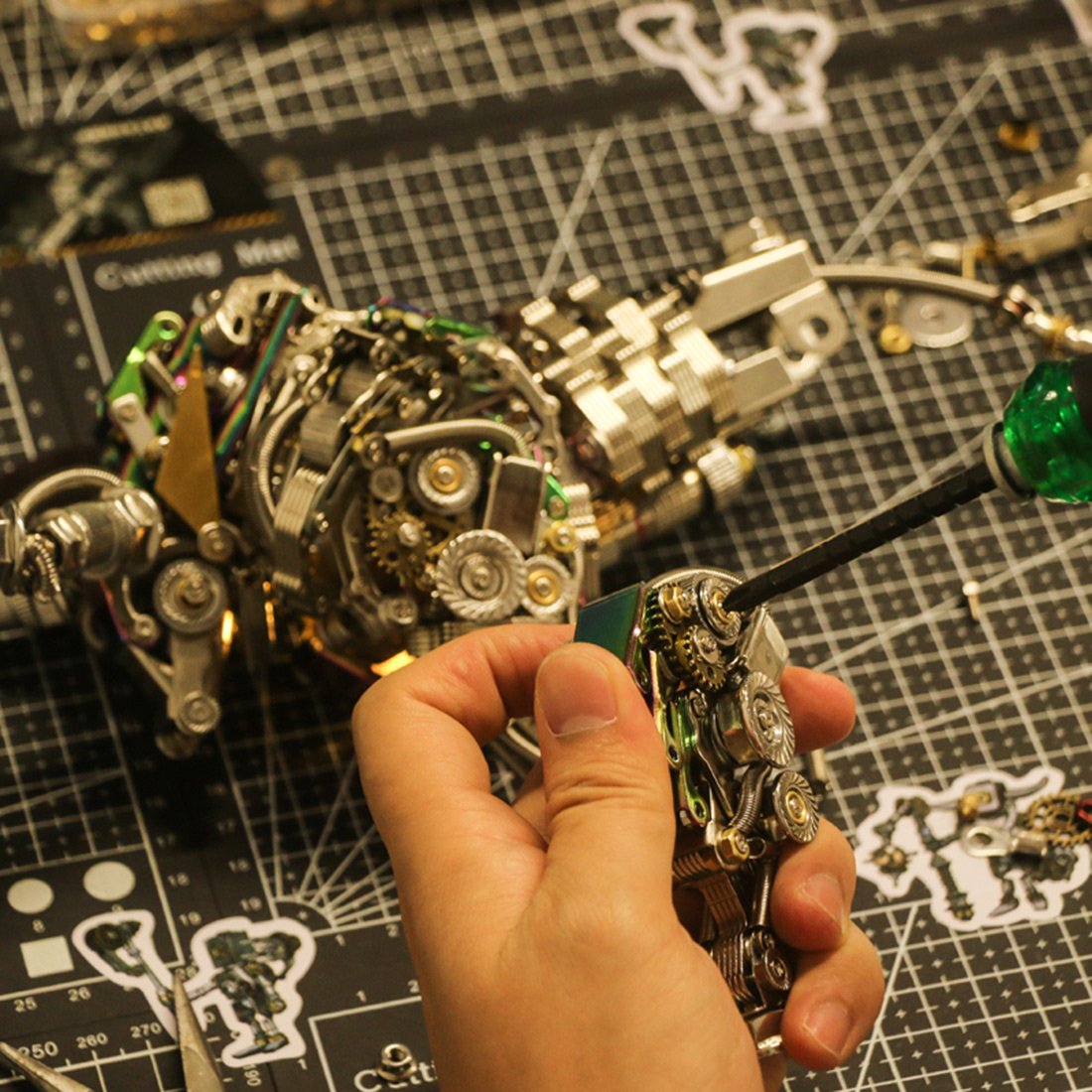 1087Pcs Metal 3D DIY Mechanical Bull Animal Model Assembly Kit for Adult