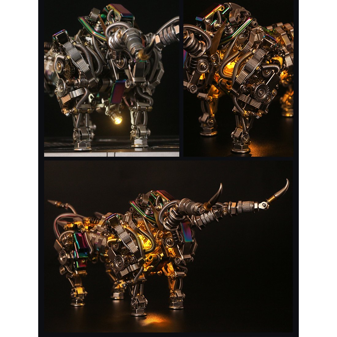 1087Pcs Metal 3D DIY Mechanical Bull Animal Model Assembly Kit for Adult