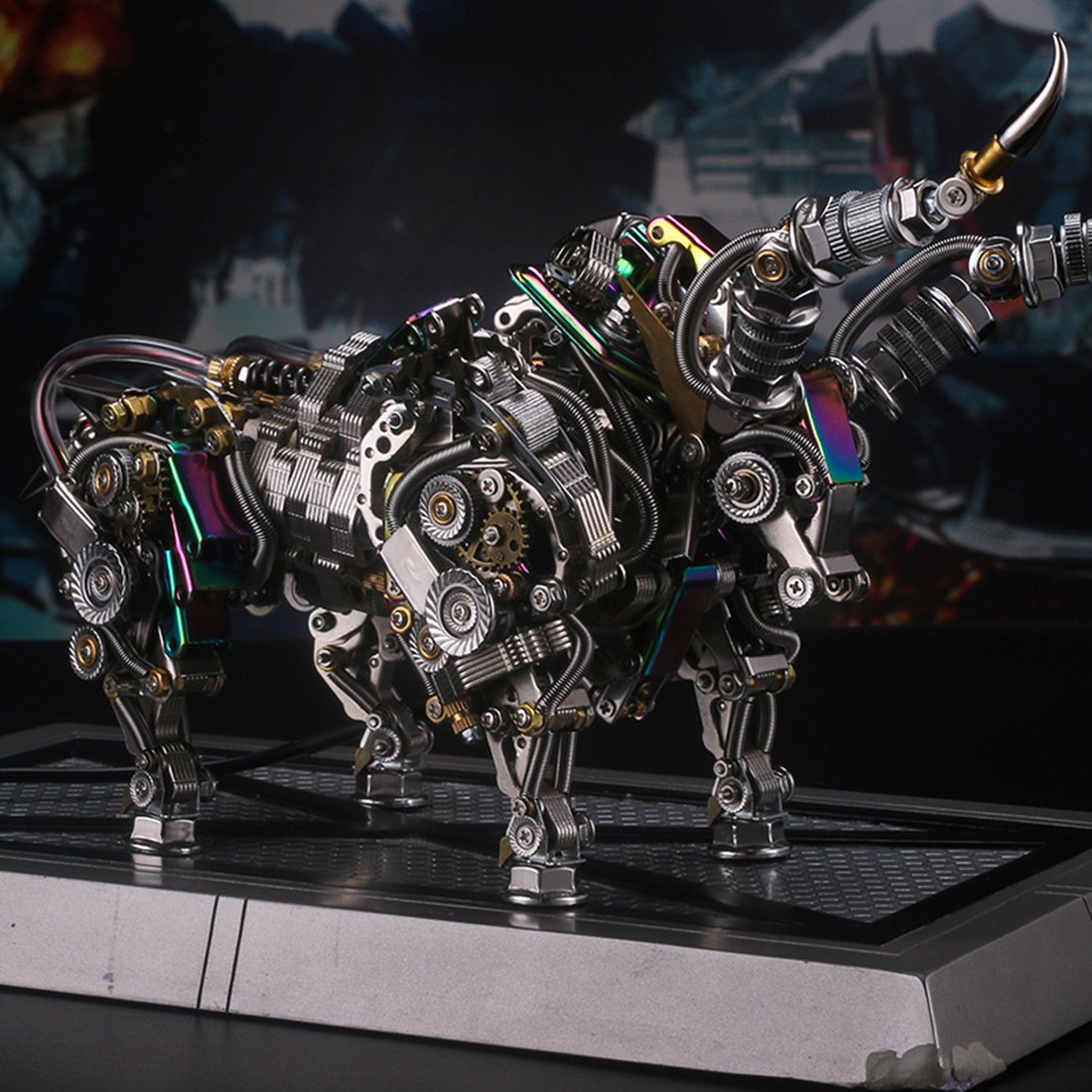 1087Pcs Metal 3D DIY Mechanical Bull Animal Model Assembly Kit for Adult