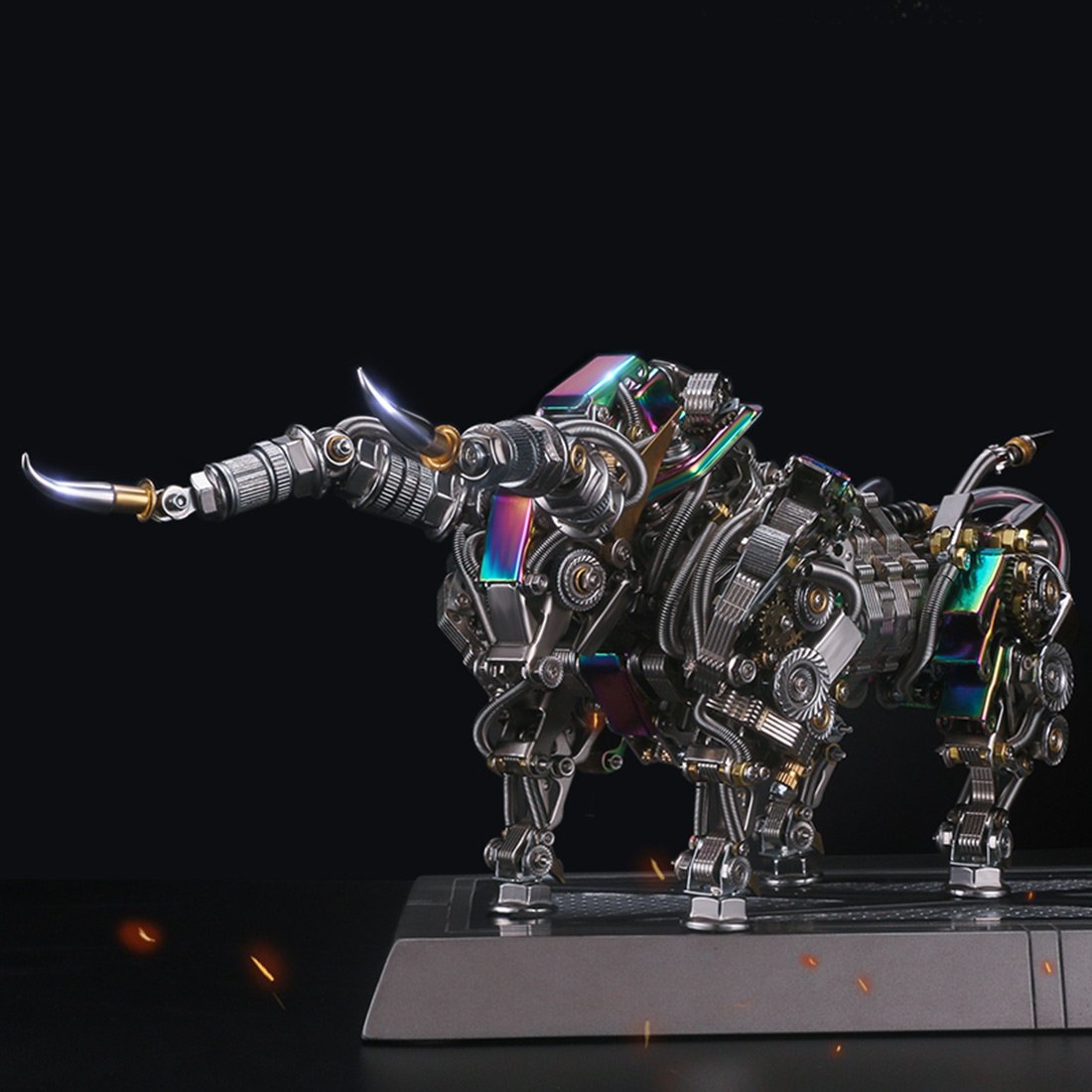 1087Pcs Metal 3D DIY Mechanical Bull Animal Model Assembly Kit for Adult