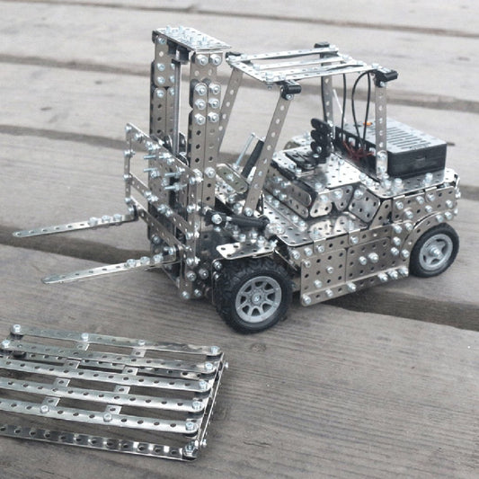 1400Pcs 2.4G Assembly Remote Control Metal Forklift Mechanical Scew Model Building Kit Puzzle