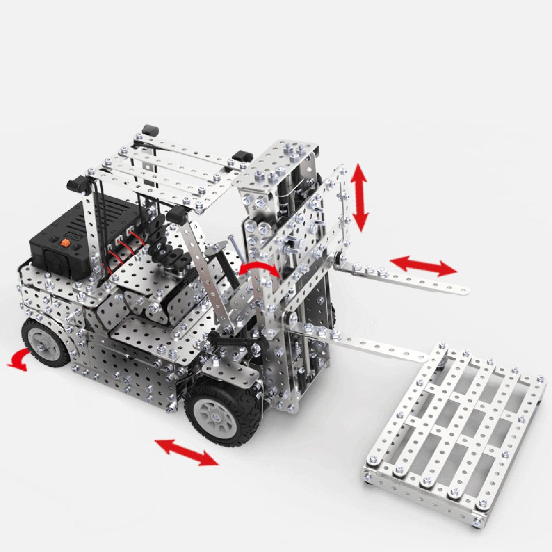 1400Pcs 2.4G Assembly Remote Control Metal Forklift Mechanical Scew Model Building Kit Puzzle