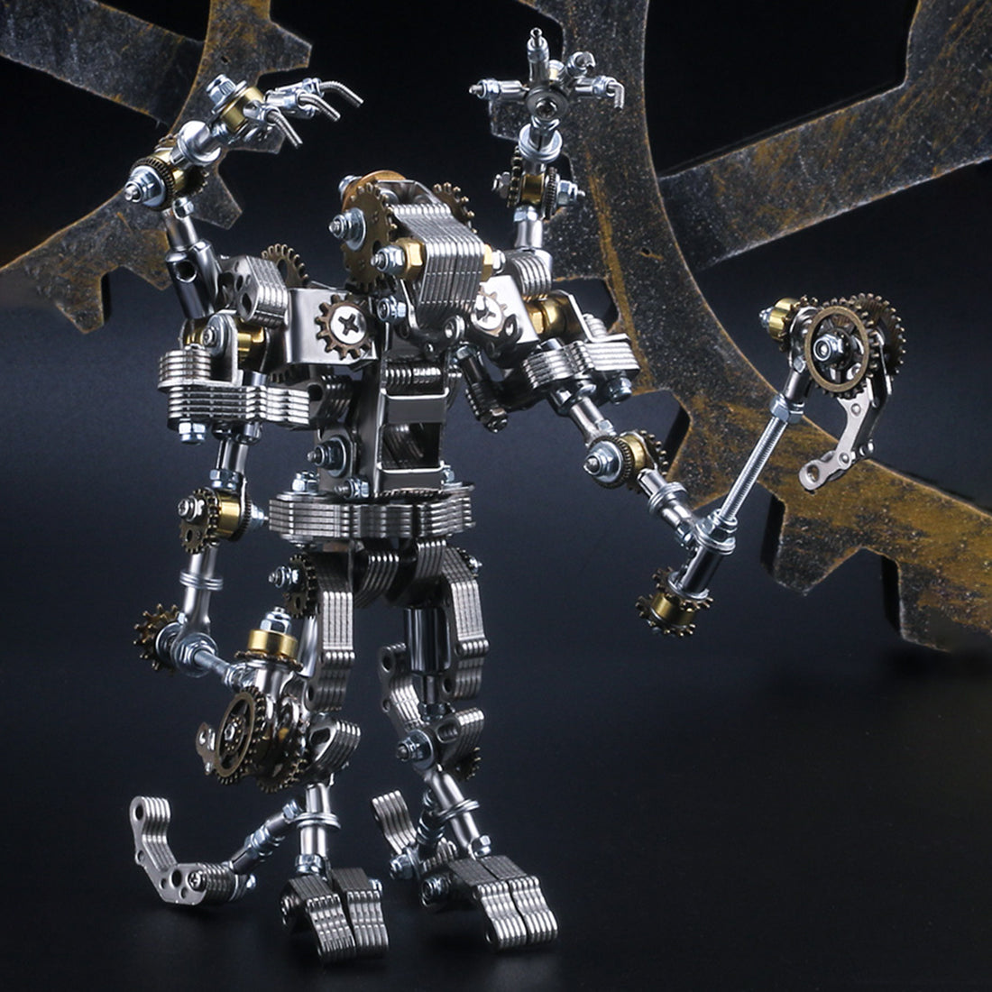 434Pcs Mecha Priest with Cog Axe DIY 3D Metal Assembly Model Kit 2-in-1 Phone Holder