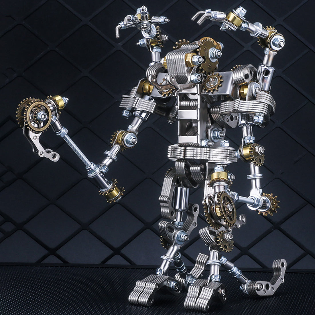434Pcs Mecha Priest with Cog Axe DIY 3D Metal Assembly Model Kit 2-in-1 Phone Holder