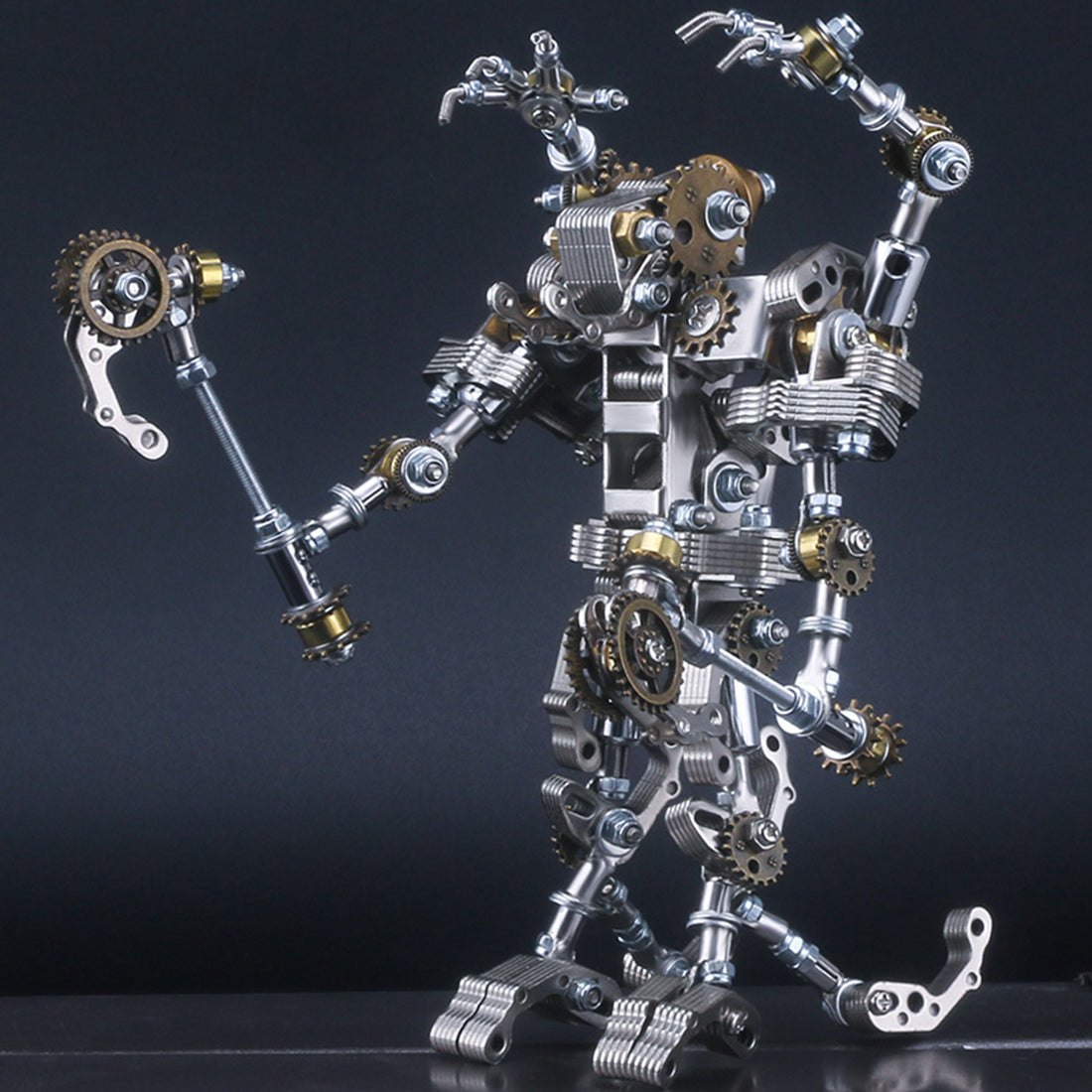 434Pcs Mecha Priest with Cog Axe DIY 3D Metal Assembly Model Kit 2-in-1 Phone Holder