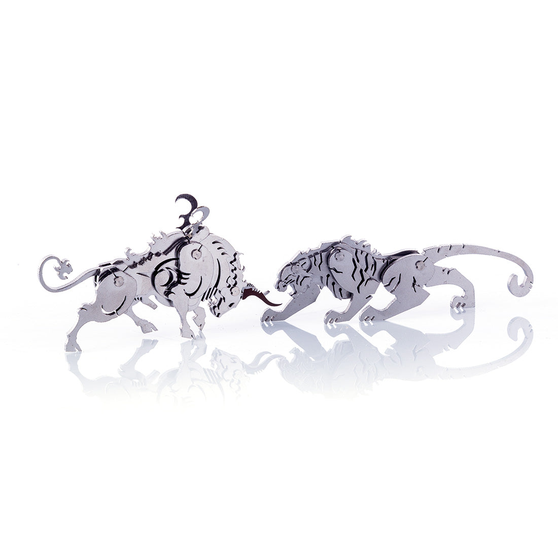 4PCS DIY Assembly 3D Stainless Steel Tiger Cattle Cock Horse Puzzle Toy