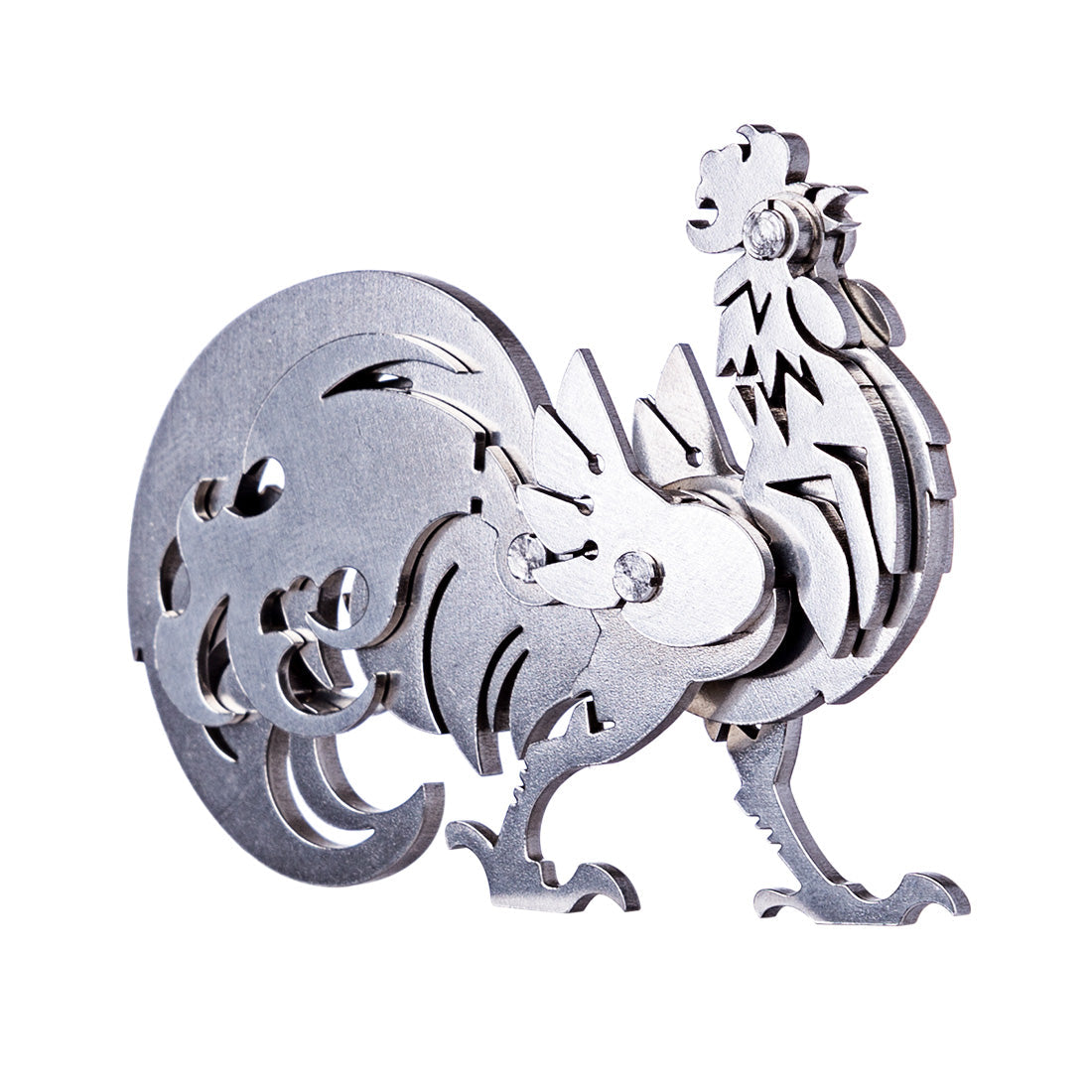 4PCS DIY Assembly 3D Stainless Steel Tiger Cattle Cock Horse Puzzle Toy