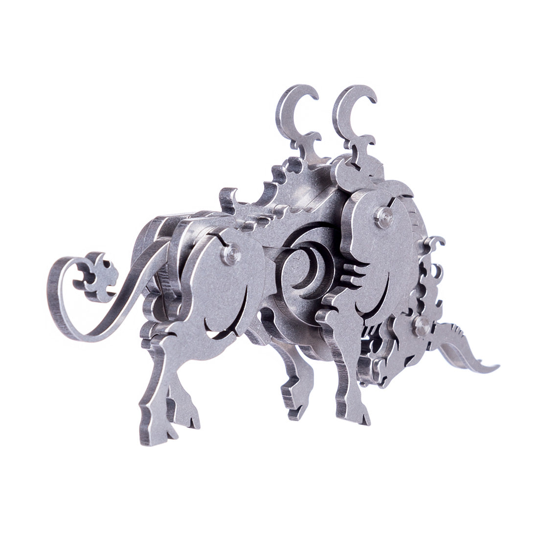 4PCS DIY Assembly 3D Stainless Steel Tiger Cattle Cock Horse Puzzle Toy