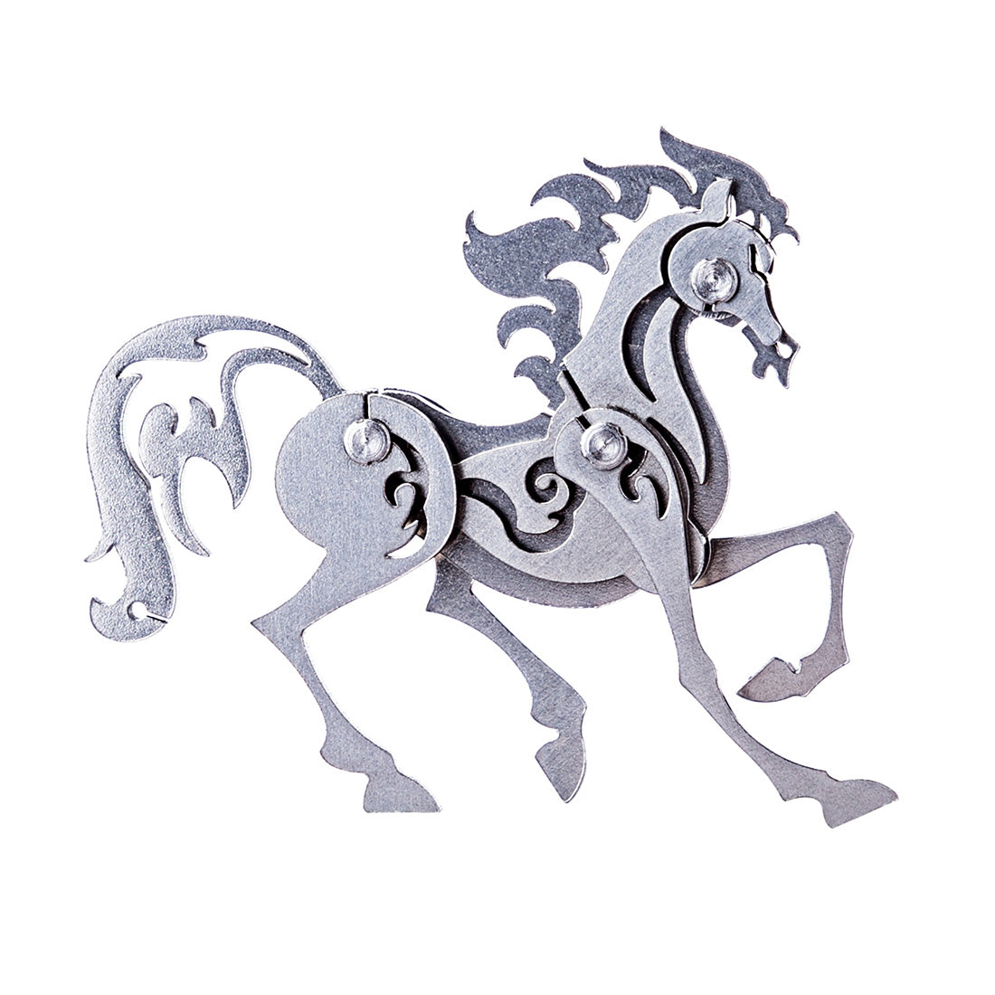 4PCS DIY Assembly 3D Stainless Steel Tiger Cattle Cock Horse Puzzle Toy