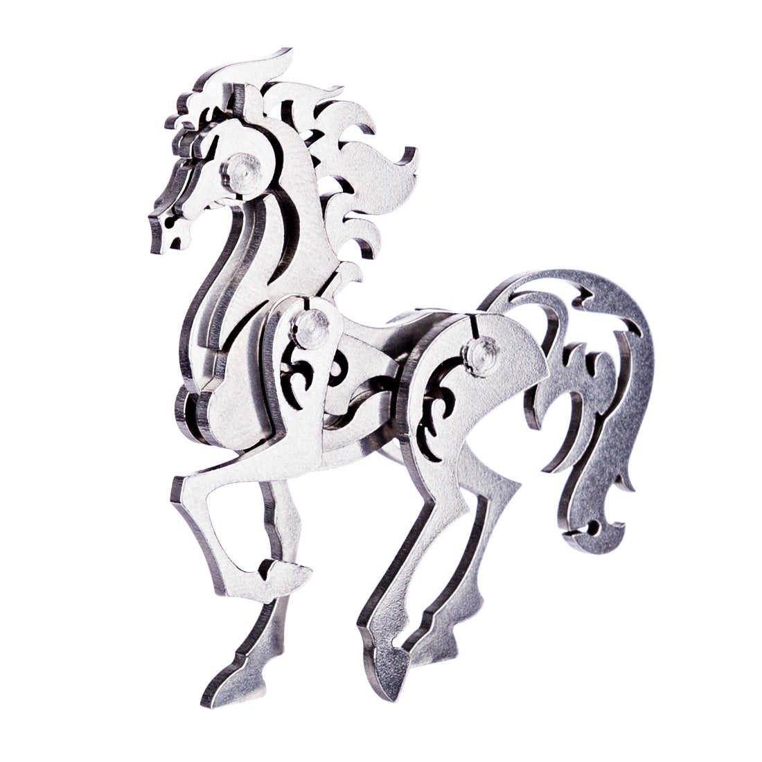 4PCS DIY Assembly 3D Stainless Steel Tiger Cattle Cock Horse Puzzle Toy