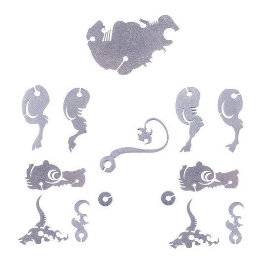 4 piezas de rompecabezas 3D de acero inoxidable con forma de tigre, ganado, gallo y caballo