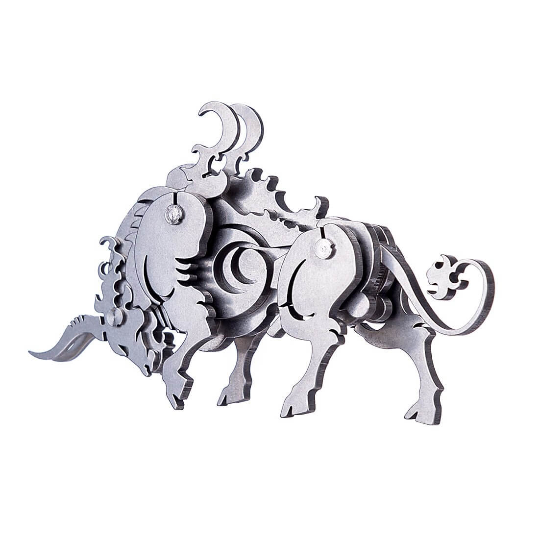 4PCS Griffin Wild Wolf Cattle Horse DIY 3D Stainless Steel Metal Puzzle Model