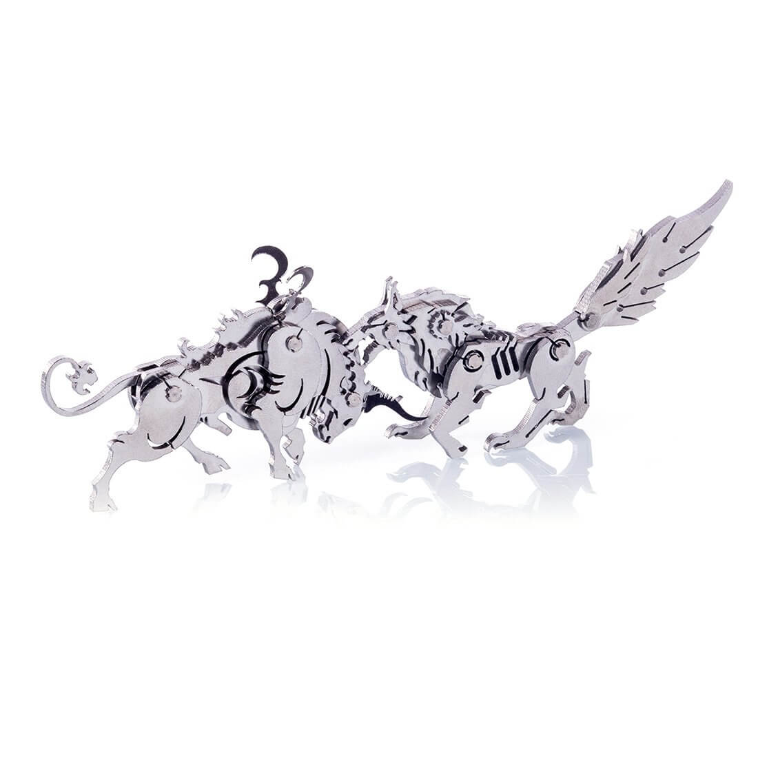 4PCS Griffin Wild Wolf Cattle Horse DIY 3D Stainless Steel Metal Puzzle Model