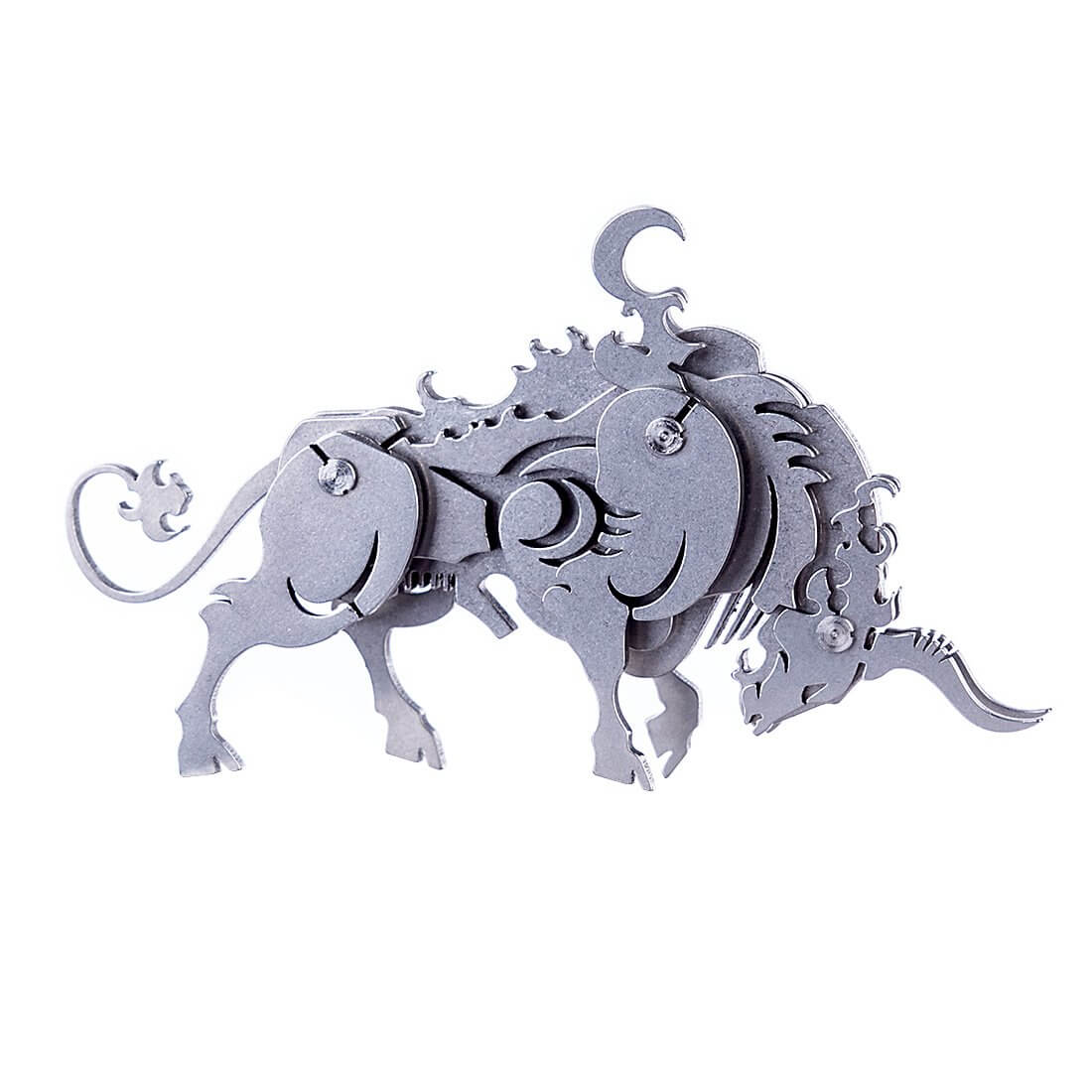 4PCS Griffin Wild Wolf Cattle Horse DIY 3D Stainless Steel Metal Puzzle Model