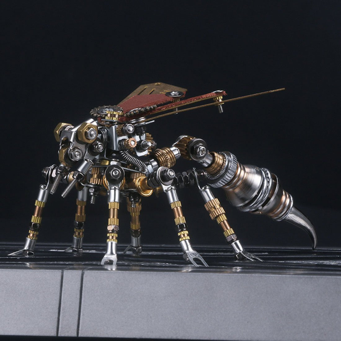 4pcs 3D DIY Metal Mechanical Dragonfly Firefly Wasp Termite Insects Assembly Model Set