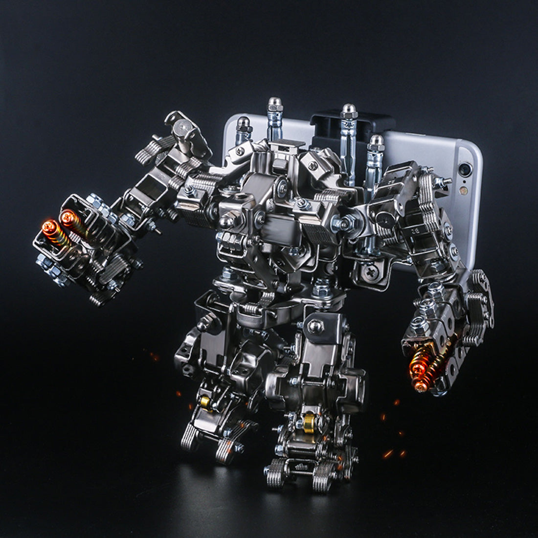 521Pcs 2in1 Multi-funtional Metal Snipper Mecha Soldier 3D Model Building Kit Assembly Phone Holder